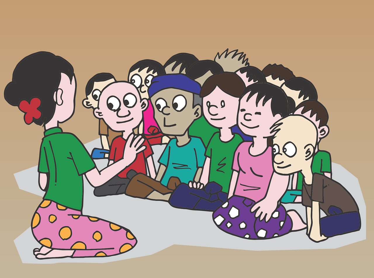 Dibujo de una clase con diversidad social